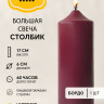 Свеча столбик 17*6 см бордо